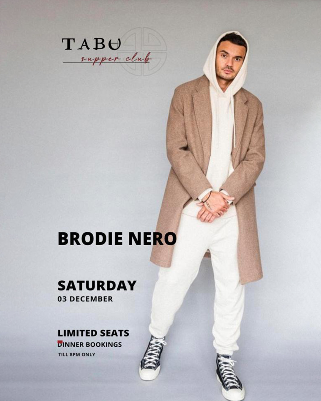SUPPER CLUB AT TABU WITH BRODIE NERO – SATURDAY DECEMBER 3RD thumbnail image